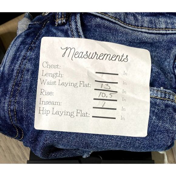 ZARA Mid Rise Cuttoff Frayed Jean Shorts Raw Ripped Hem Pockets 4 Blue #3068 - Picture 7 of 14